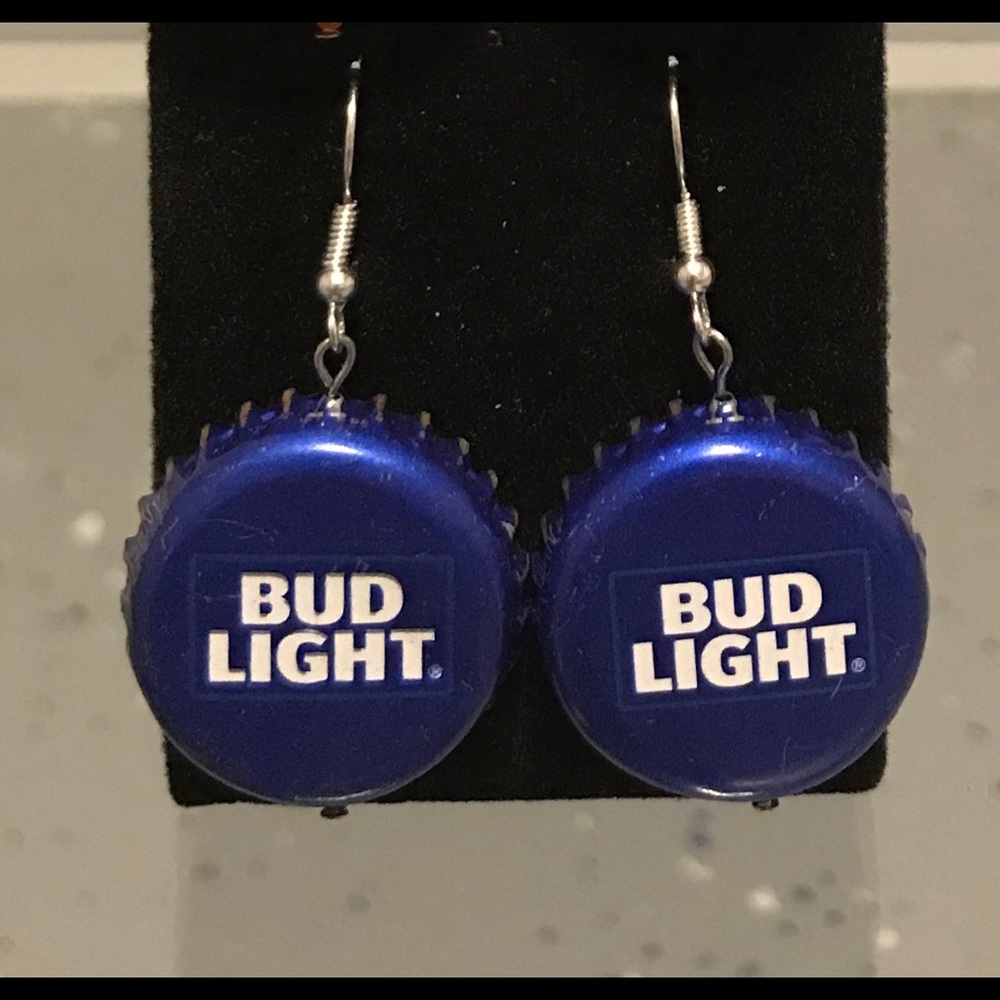 Bud light bottle cap earrings!